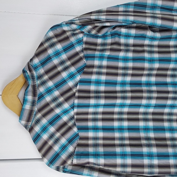 Wrangler Mens Blue,Black Plaid Western Yoke Snap Button Down Shirt Cowboy Sz.L - Picture 5 of 7